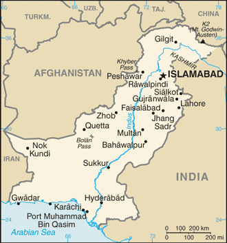 Mapa de Pakistán político actualizado