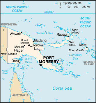 Mapa de Papúa Nueva Guinea político actualizado