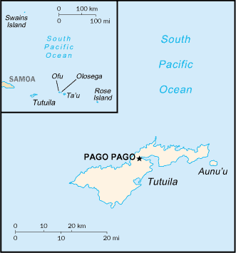 Mapa de Samoa Americana político actualizado