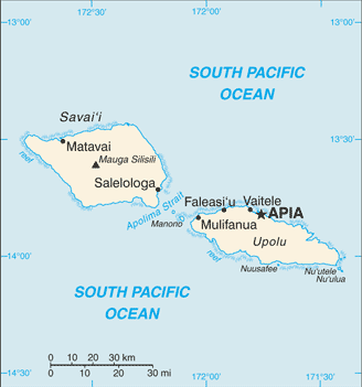 Mapa de Samoa político actualizado