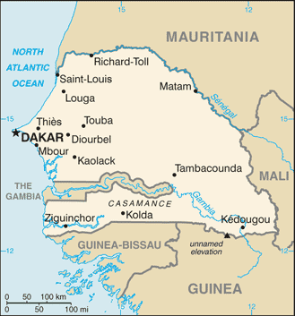 Mapa de Senegal político actualizado