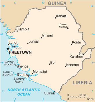 Mapa de Sierra Leona político actualizado