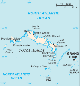 Mapa de Islas Turcas y Caicos político actualizado