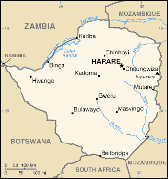 Mapa de Zimbabwe político actualizado