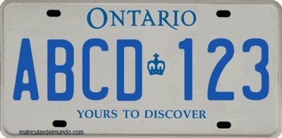 Canada car license plate example Ontario