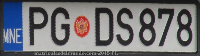 Matrícula de coche actual de Montenegro