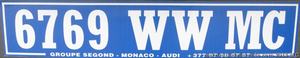Matrícula de coche de Mónaco provisional actual
