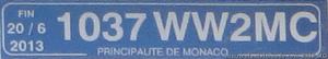 Matrícula de coche de Mónaco exportación WW2 actual