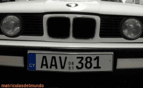 Matrícula de coche de Chipre actual con código CY