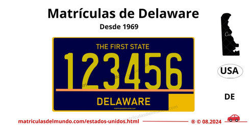 Matrícula de coche de Delaware actual con código USA