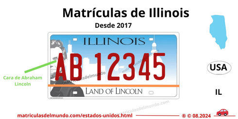 Matrícula de coche de Illinois actual con código USA
