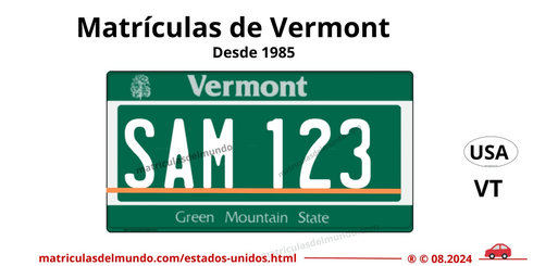 Matrícula de coche de Estados Unidos - Vermont