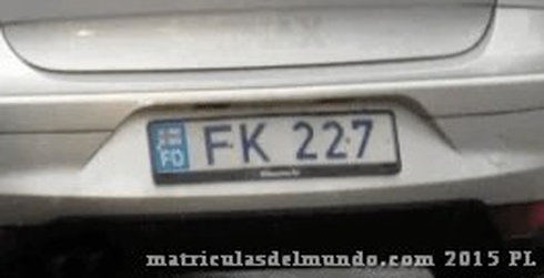 Matrícula de coche de Islas Feroe actual con código FO