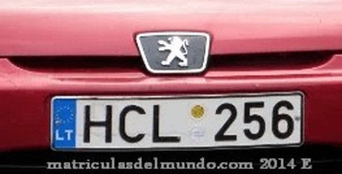 Matrícula de coche de Lituania actual con código LT