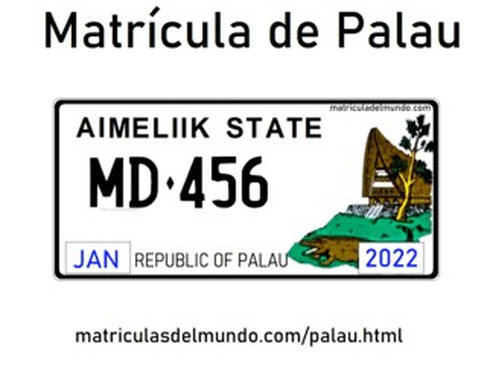 Matrícula de coche de Palau actual con código PW
