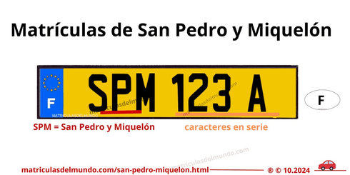 Matrícula de coche de San Pedro y Miquelón actual con código F
