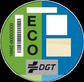 pegatina distintivo ambiental ecológico azul y verde