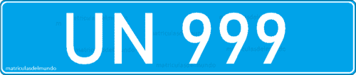 matrícula de coche de Naciones Unidas con fondo azul. Blue plate from United Nations