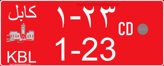 Diplomatic corps plate from Afghanistan with red background