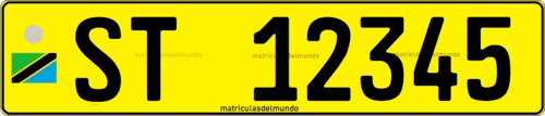 Matrícula de coche de Tanzania amarilla