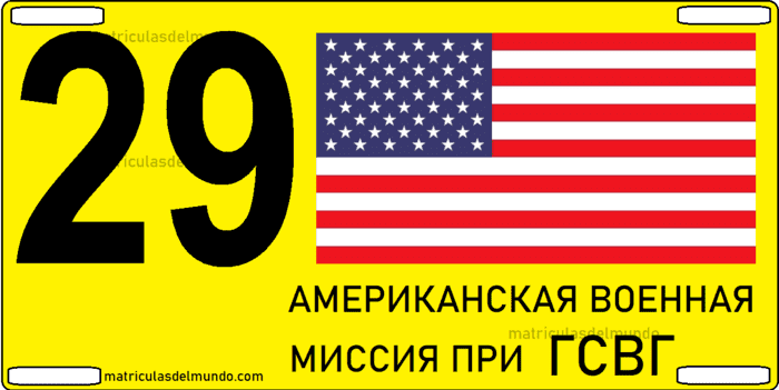 Matrícula de coche Estados Unidos para circular en el sector soviético 29 bandera