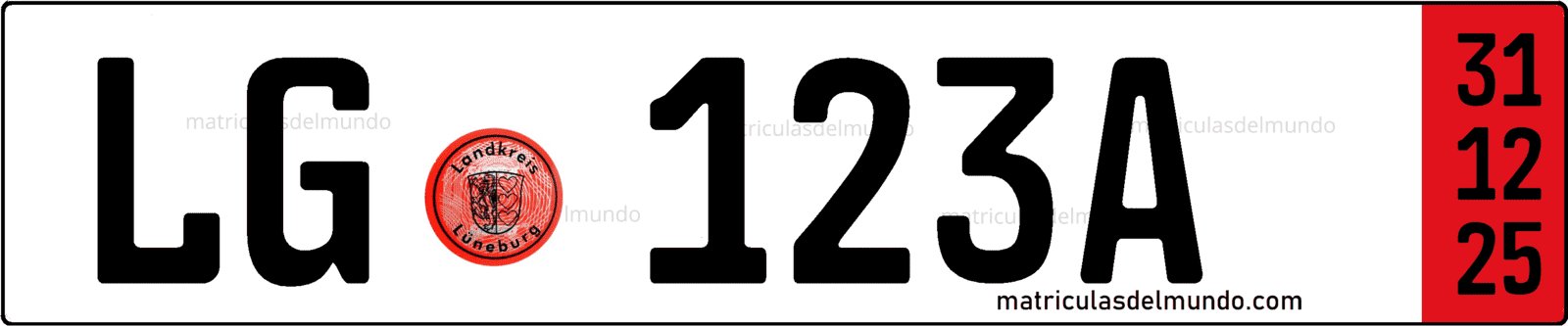 Deutsches Exportkennzeichen mit rotem Streifen auf der rechten Seite Beispielbild deutsches Exportkennzeichen mit rotem Streifen