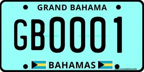 Matrícula de coche de Bahamas de la isla Grand Bahama Matrícula de coche de Bahamas de la isla de Gran Bahama