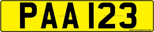Car license plate of Grenada for private vehicle PAA123