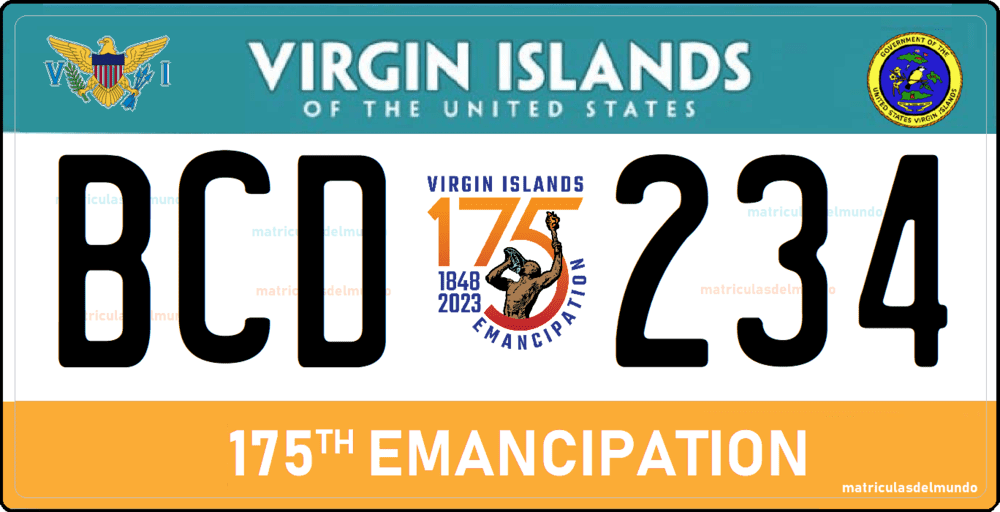 Matrícula americana de las Islas Vírgenes Americanas 175 emancipation license plate
