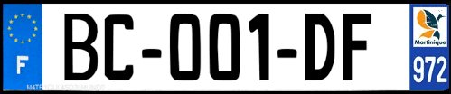 French overseas car license plate from Martinique 972