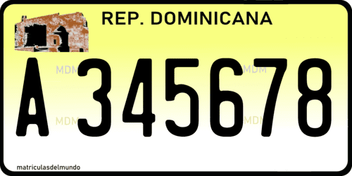 Matrículas de República Dominicana actual amarilla