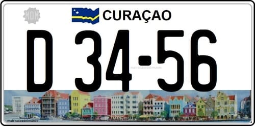 Matrícula de coche de Curaçao Curazao con foto de fondo D3456