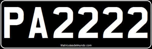 License plate of Saint Kitts and Nevis for a private vehicle, example PA2222