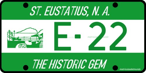 License plate of St. Eustatius, historic green plate example E22