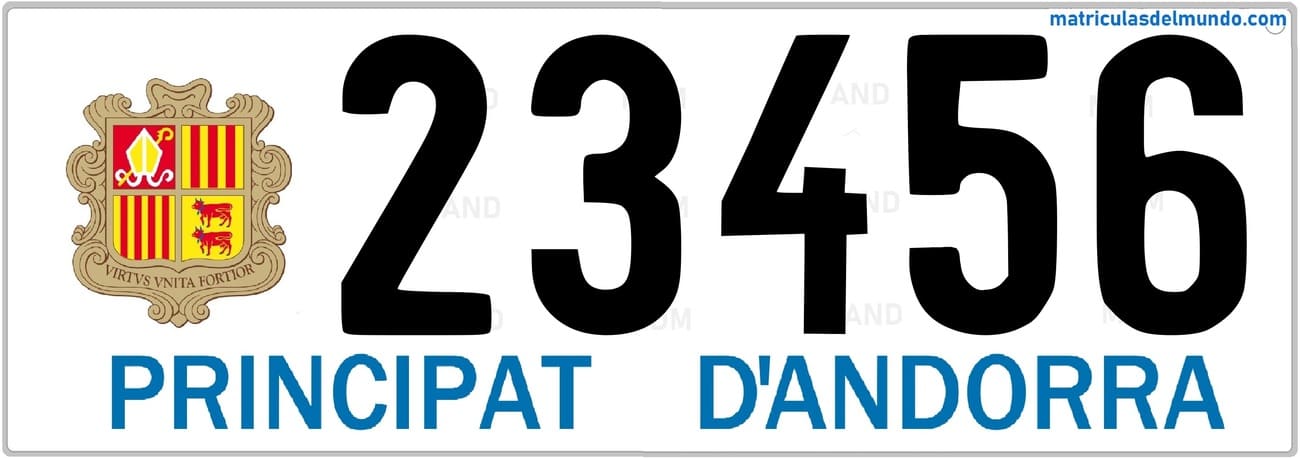 Matrícula antigua de Andorra con número 23456