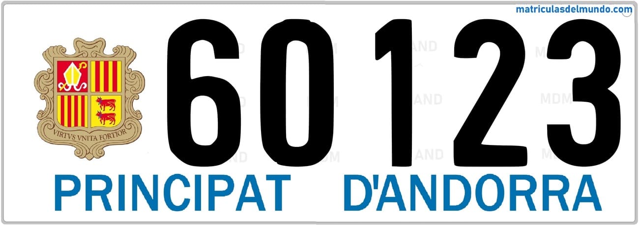 Matrícula de Andorra con número 60123 en formato actual