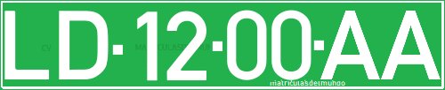Tax-free Angola license plate with green background