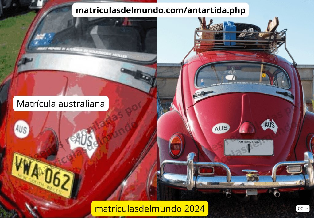 Before and after of the same red Volkswagen Beetle that circulated in Antarctica