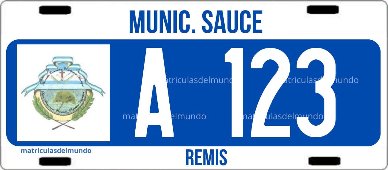 Ejemplo de matrícula antigua argentina de remis con fondo azul