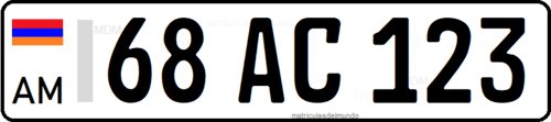 Current Armenia license plate in Asia