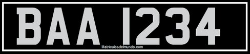 Current Brunei license plate in Asia black BAA1234