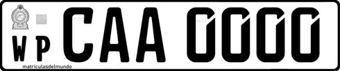 Current Sri Lanka car license plate in Asia