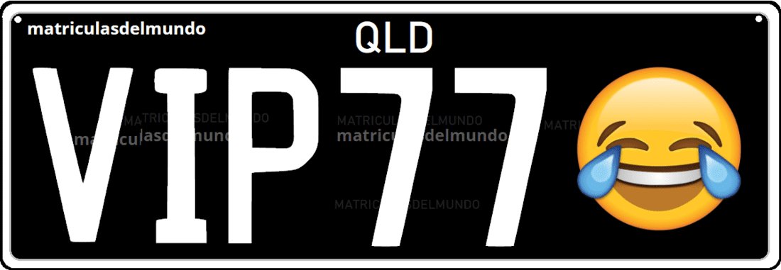 Queensland personalized license plate with laughing emoji