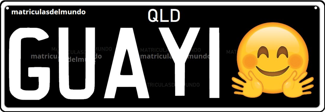 Queensland personalized license plate with smiling emoji