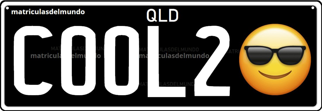 Queensland personalized license plate with sunglasses emoji