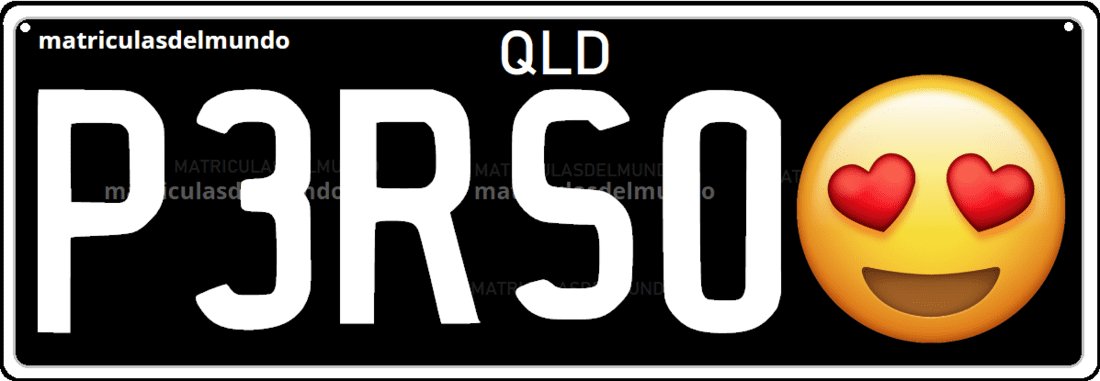 Queensland personalized license plate with heart eyes emoji