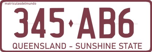 Queensland car license plate 345AB6