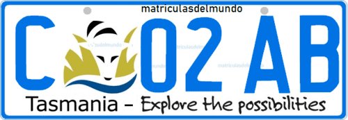 Tasmania car license plate C02AB