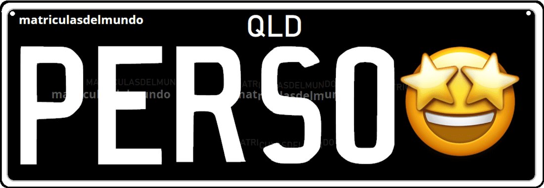Queensland personalized license plate with star eyes emoji