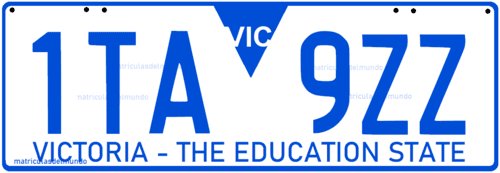 Victoria car license plate 1TA9ZZ